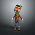 Cartoon Zombie Character With Bucket Hat Brown Coat Blue Pants And Green Skin