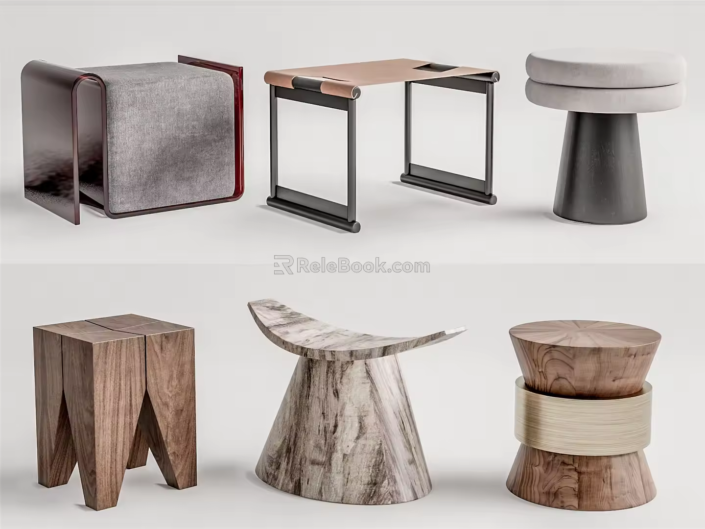 New Chinese Style Stool Round Stool Low Stool Pier 3d model