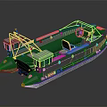 Green Inflatable Watercraft With Dual Pontoons Cockpit Seats And Steering Wheel