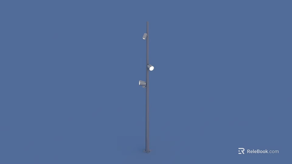 Outdoor Pole Light With Multiple Fixtures Modern Design Metal Pole Illumination 3d model 