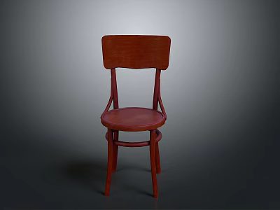 Elegant Red Wooden Chair With Curved Backrest Round Seat And Curved Legs 3d model