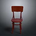 Elegant Red Wooden Chair With Curved Backrest Round Seat And Curved Legs