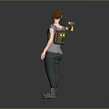 Red Haired Man Holding Gun Wearing Vest And Green Pants With Headphones On Platform
