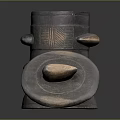 Traditional Clay Pot With Layered Structure Lid Hollow Base And Textured Surface