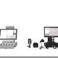 Industrial Equipment Set Featuring POS Terminal Cash Register Receipt Printer And Scanner