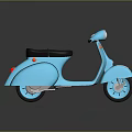 Light Blue Classic Scooter With Black Seat And Shiny Wheels On Dark Background
