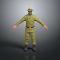 Man in Yellow Uniform With Hat Belt and Boots 3D Character Model