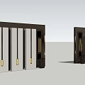 Modern Symmetric Entrance Gate Design With Dark Frame White Panel And Yellow Accents