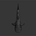 3D Whale Shark Model With White Spots Dark Body Side View On Gray Gradient Background 3d model