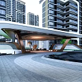 Entrance of Modern Gate Community 3d model