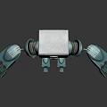 Futuristic Robotic Character With White Head Yellow Circular Lights Green Gray Mechanical Body Arms Legs 3d model