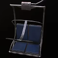 Modern Outdoor Chair With Blue Cushion Metal Frame And Armrest Design