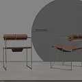 Elegant Modern Poliform Dining Chairs With Leather Seats And Metal Frames 3d model