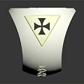 Silver Metallic Ring With Black Inlay And Geometric Symbol Patterns