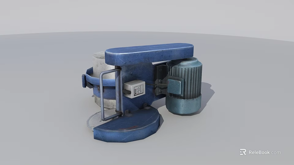 Blue Industrial Equipment With Motor Component And Circular Base Structure 3d model