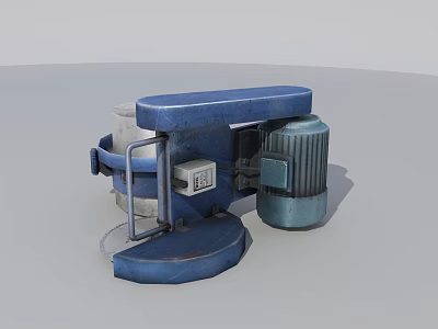 Blue Industrial Equipment With Motor Component And Circular Base Structure 3d model