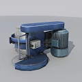 Blue Industrial Equipment With Motor Component And Circular Base Structure 3d model