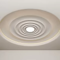 Modern Ceiling Design With Multi Layered Circles Recessed Light And LED Strip