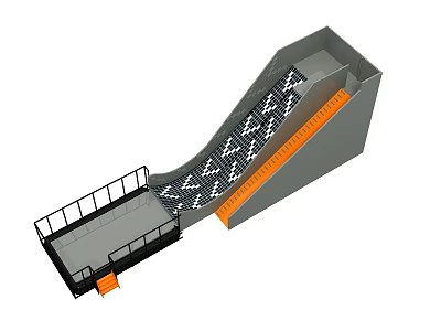 Outdoor Play Equipment Slide Structure With Orange Steps And Safety Handrail 3d model
