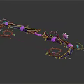 Fantasy Character's Decorative Bow With Purple Green Vines Flower And Gems