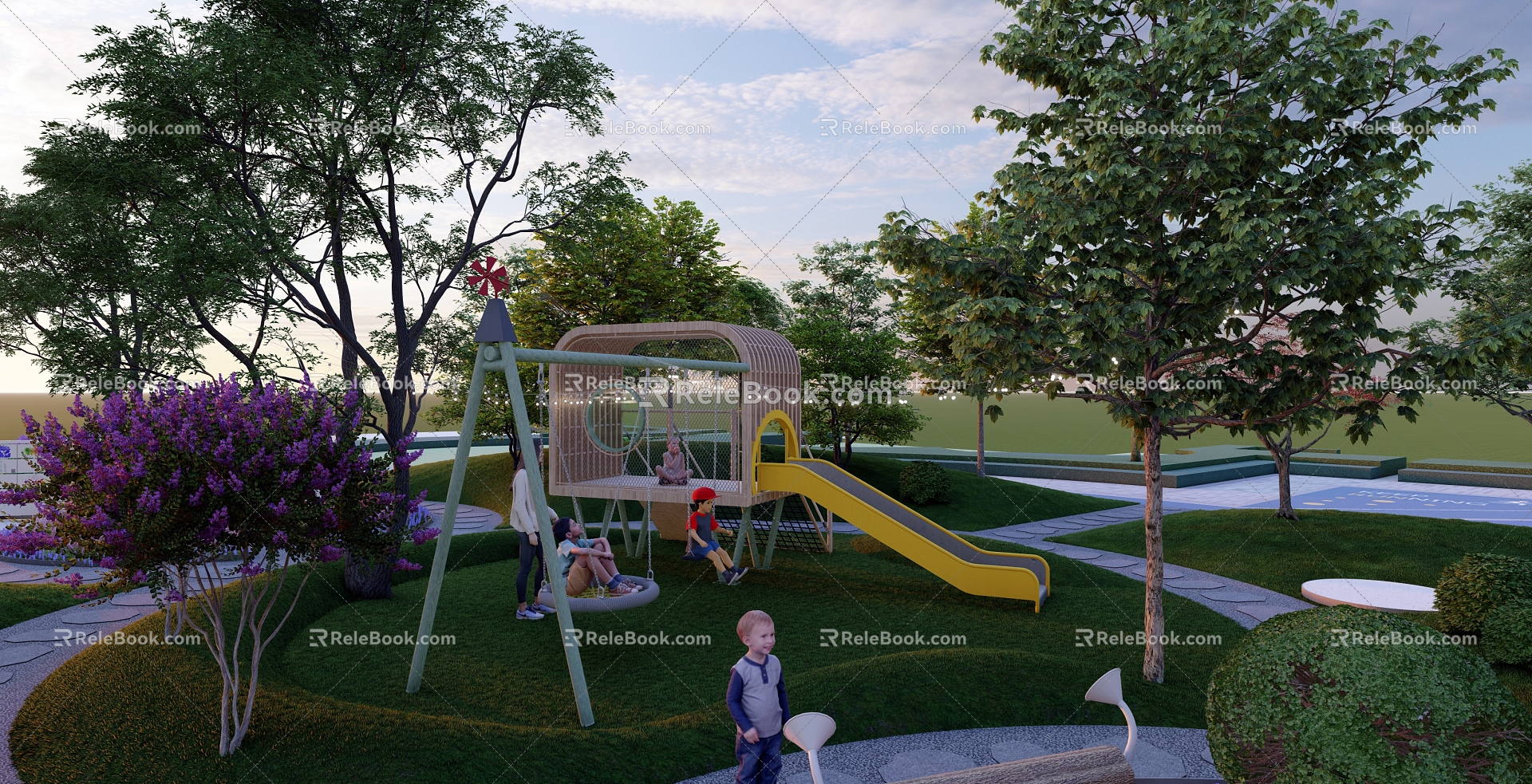 Windmill Children Slide Slide Slot Lawn Slide Romantic Lawn Slide Swing Slide 3d model