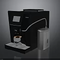 Modern Black Coffee Machine With Digital Display And Silver Water Tank