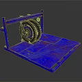 Blue Metal Industrial Equipment With Gear And Platform Structure