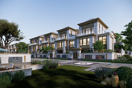 New Chinese Townhouse Villa 3d model