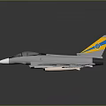 Sleek Modern Fighter Jet Silver Body Yellow Blue Tail Round Emblems On Wings With Missiles