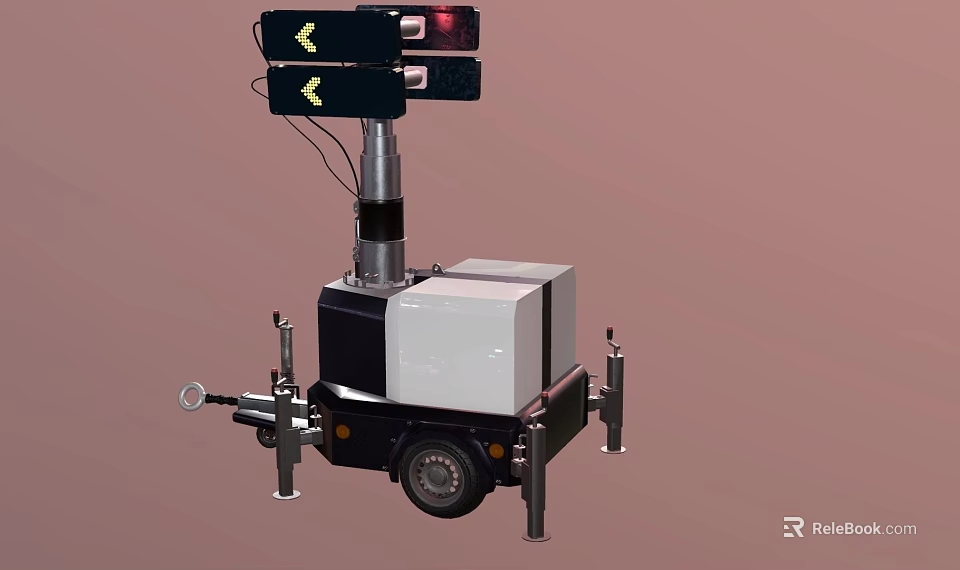 Industrial Mobile Wheeled Equipment With Signal Lights Control Box And Support Legs 3d model 