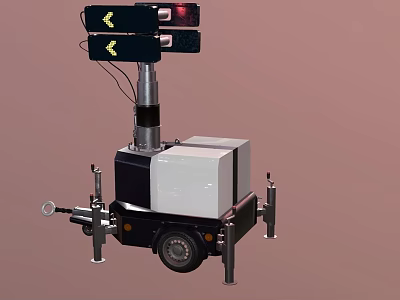 Industrial Mobile Wheeled Equipment With Signal Lights Control Box And Support Legs 3d model