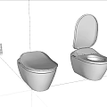 Modern White Toilets With Closed And Open Lids And Remote Control Design 3d model
