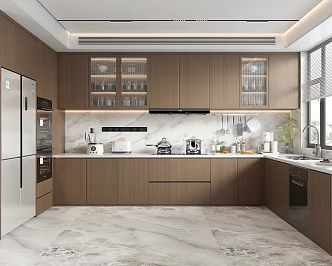 Kitchen Cabinet Kitchenware Kitchen Supplies Range Hood Refrigerator Oven Stove 3d model
