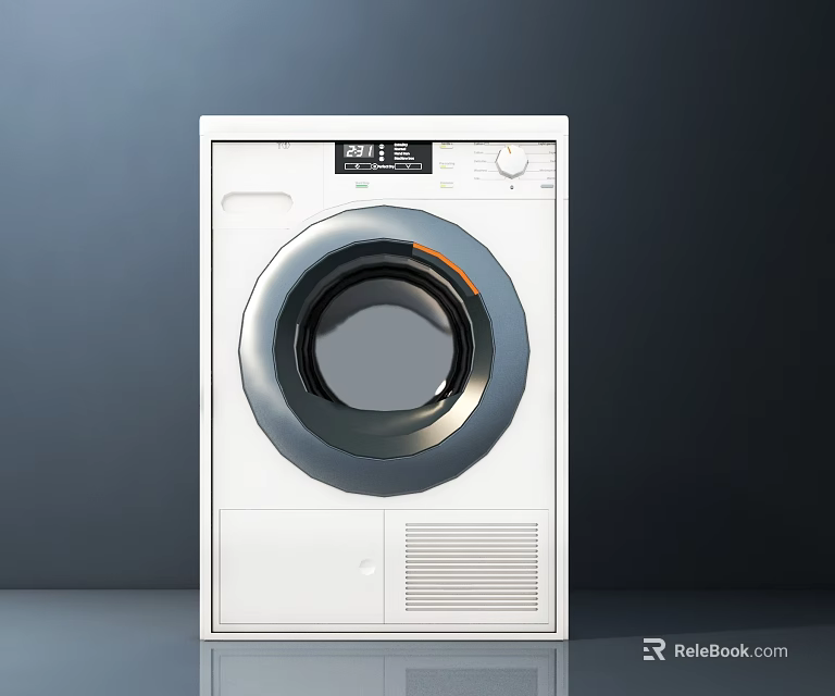 White Front Load Washing Machine With Round Transparent Door And Modern Control Panel 3d model 