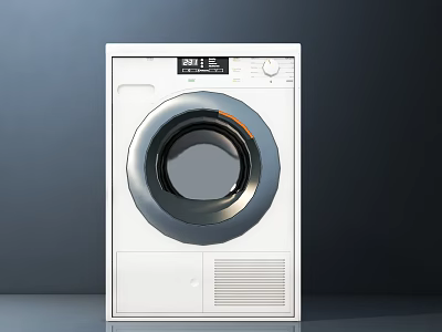 White Front Load Washing Machine With Round Transparent Door And Modern Control Panel 3d model