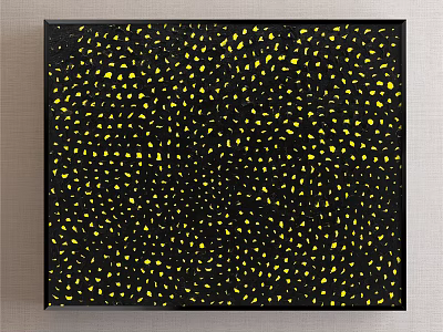 Vibrant Abstract Painting With Black Background Filled With Yellow Dots 3d model