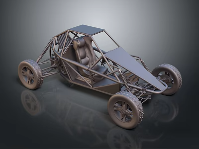 Off Road Buggy With Open Metal Frame Large Tires And Single Seat Design 3d model