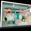 Pastel Colored Clothing Store Interior With Fashion Displays Brand Signage And Seating Area