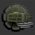 Green Military Hand Grenade With Metal Body Ribbed Surface And Safety Pin