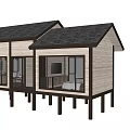 Detached Villa Featuring Wooden Exterior Black Roof Stilted Design Large Windows And Cozy Living Room