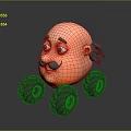Kids Playful Cartoon Character Toy Car With Bald Head Mustache Big Eyes And Four Tires