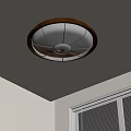 Round Ceiling Light with White Petal Pattern Lampshade and Dark Frame in Interior Space 3d model