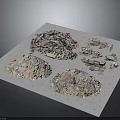 Various Debris Piles Arranged On White Display Board With Different Material Segments