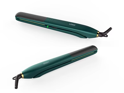 Modern Green Hair Straighteners Professional Sleek Design Styling Tool With Logo 3d model