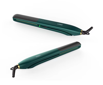 Modern Green Hair Straighteners Professional Sleek Design Styling Tool With Logo 3d model