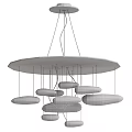 Modern Silver Chandelier With Multiple Oval Shaped Lights And Hanging Metal Frame 3d model