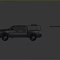 Gray Military Pickup Truck With Roof Mounted Equipment And Rear Deployable Platform