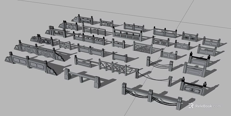 Diverse Decorative Railings Featuring Various Design Styles And Patterns 3d model