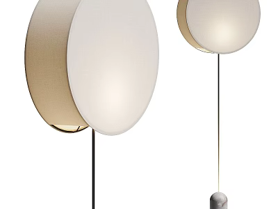 Modern Floor Lamp With Round Fabric Shade And Slim Metal Stand Design 3d model