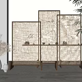 New Chinese-style partition screen partition 3d model